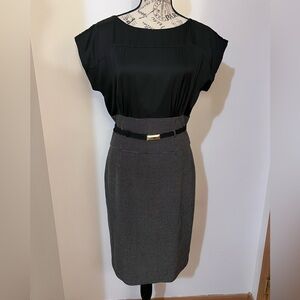 White House Black Market Satin Sheath Dress/Polka Dot/Size 8